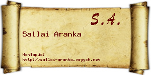 Sallai Aranka névjegykártya